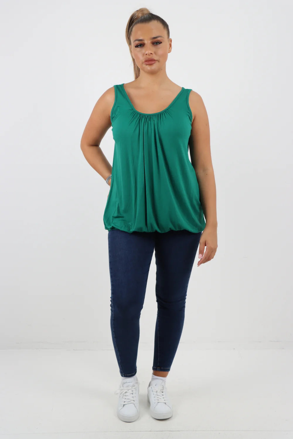 ITALIAN PLAIN BASIC ELASTICATED HEM VEST TOP