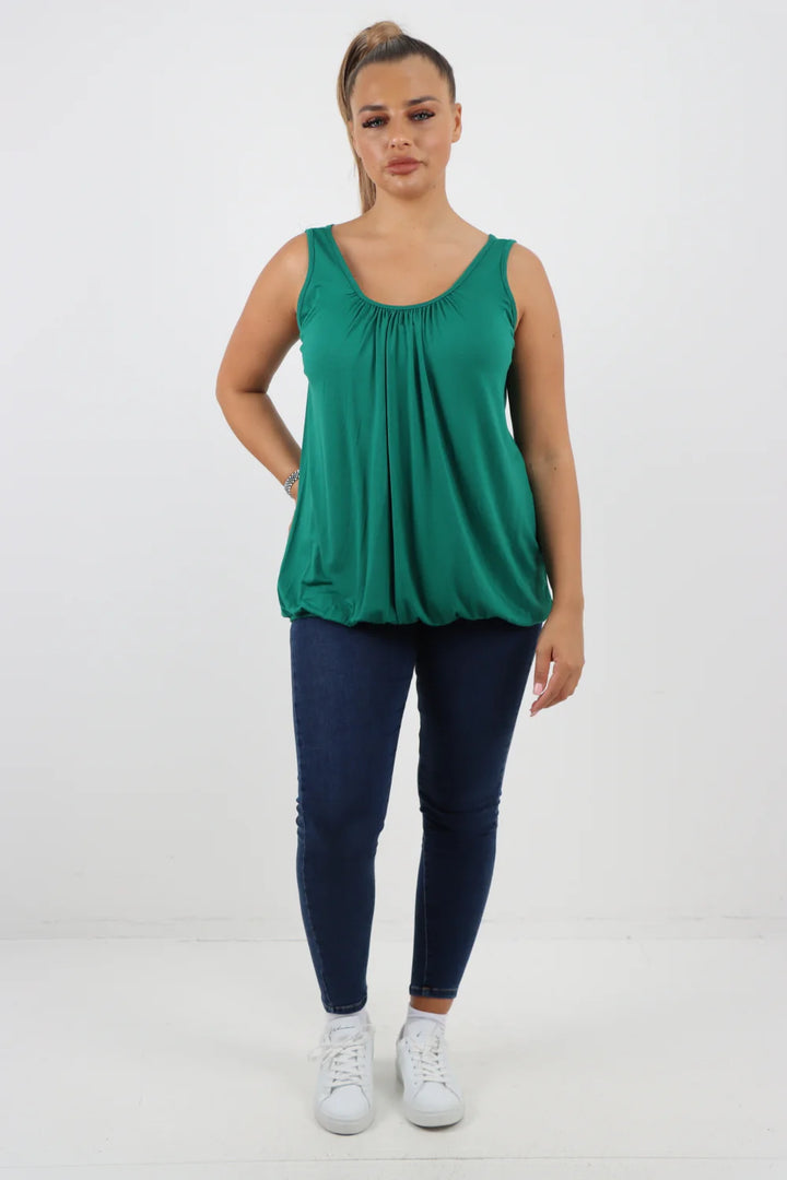 ITALIAN PLAIN BASIC ELASTICATED HEM VEST TOP