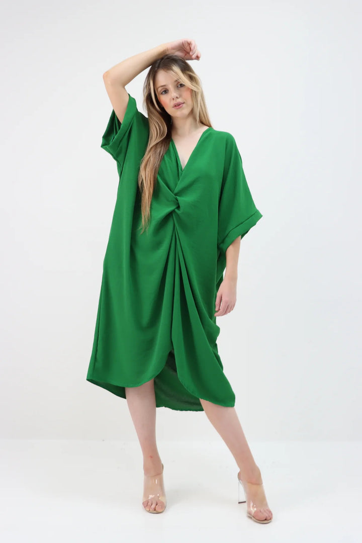 ITALIAN TWISTED FRONT TUNIC DRESS