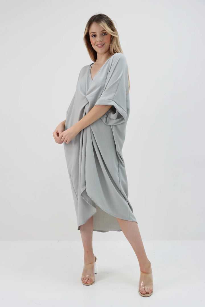 ITALIAN TWISTED FRONT TUNIC DRESS