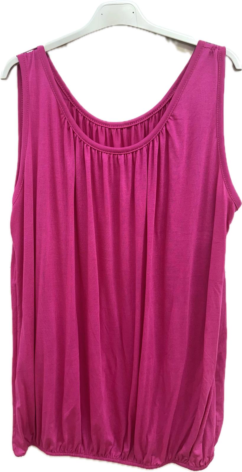 ITALIAN PLAIN BASIC ELASTICATED HEM VEST TOP