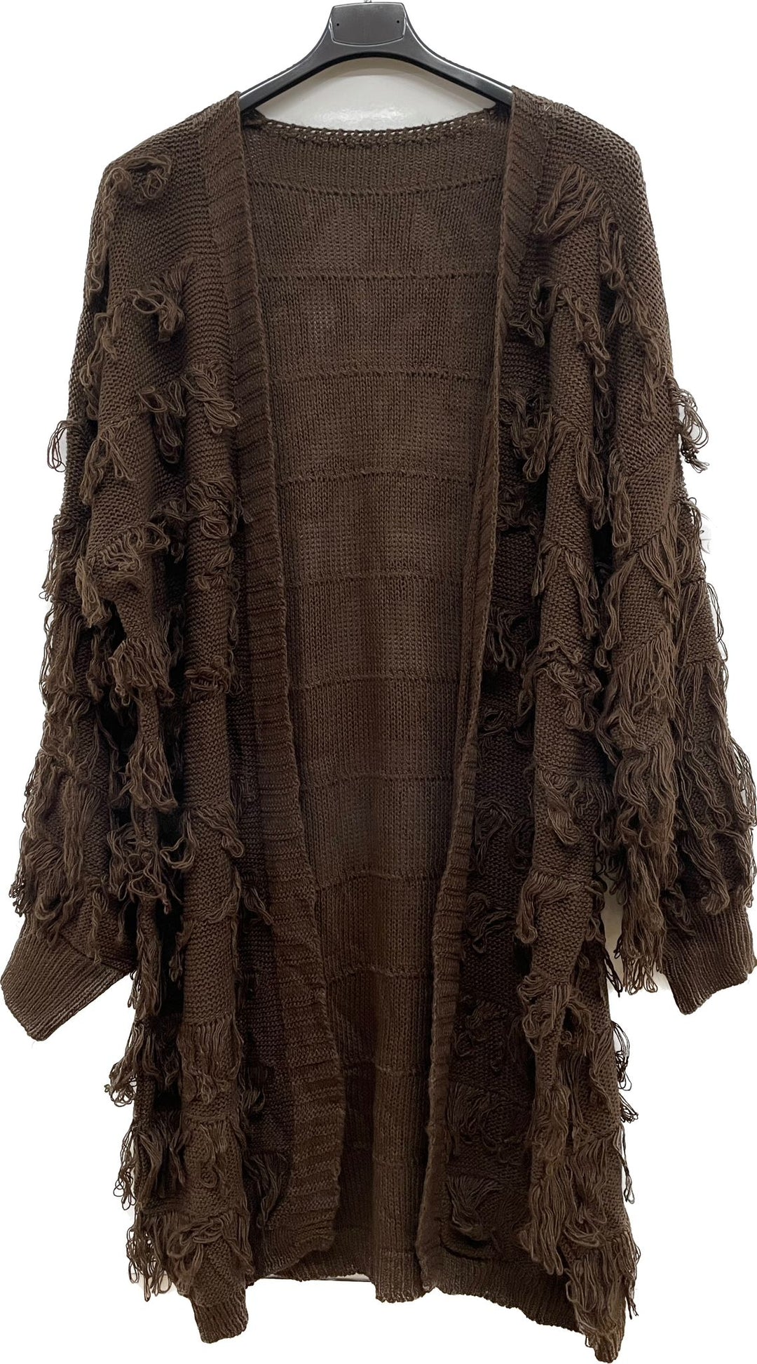 Italian Textured Open Front Knit Cardigan