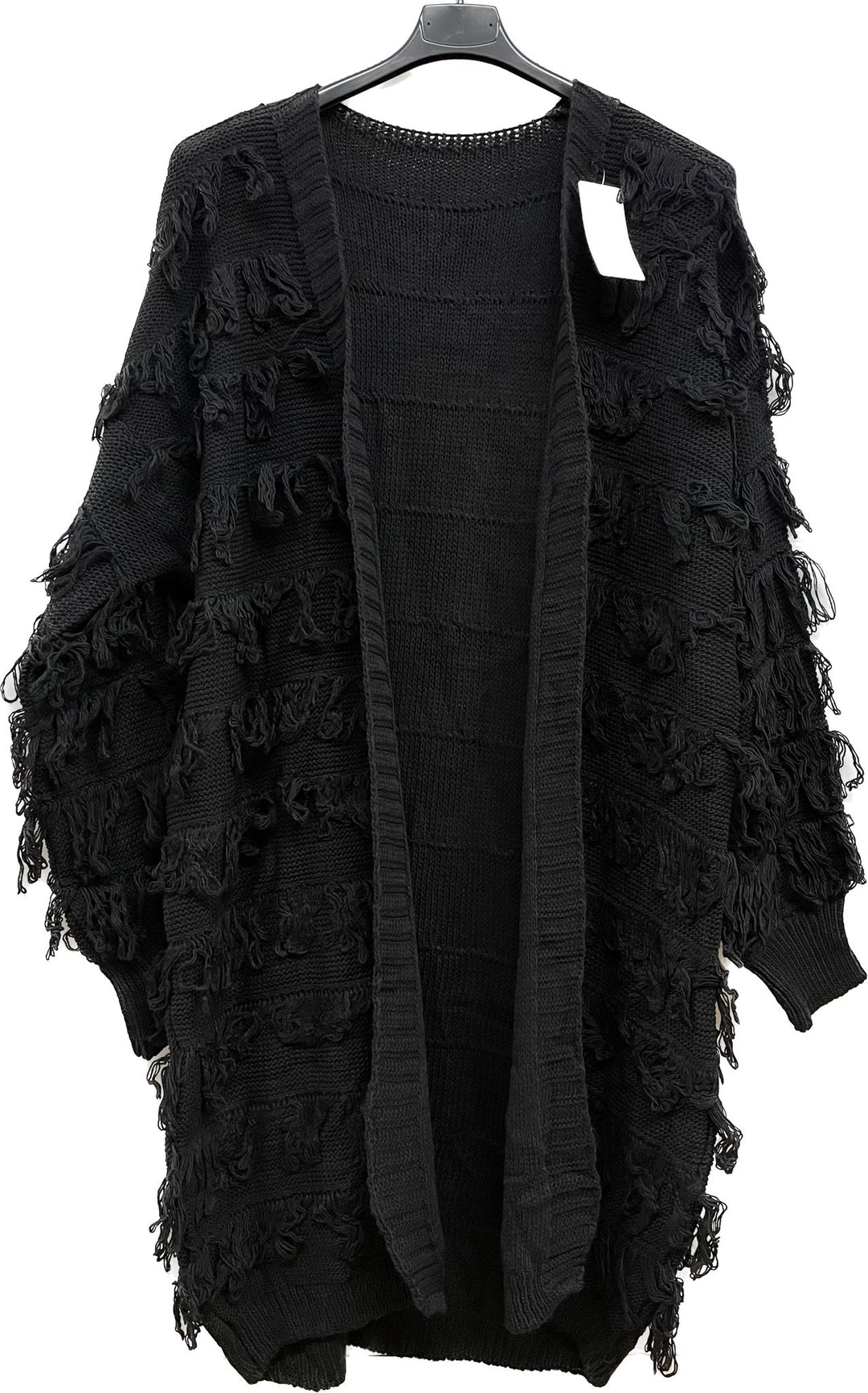 Italian Textured Open Front Knit Cardigan
