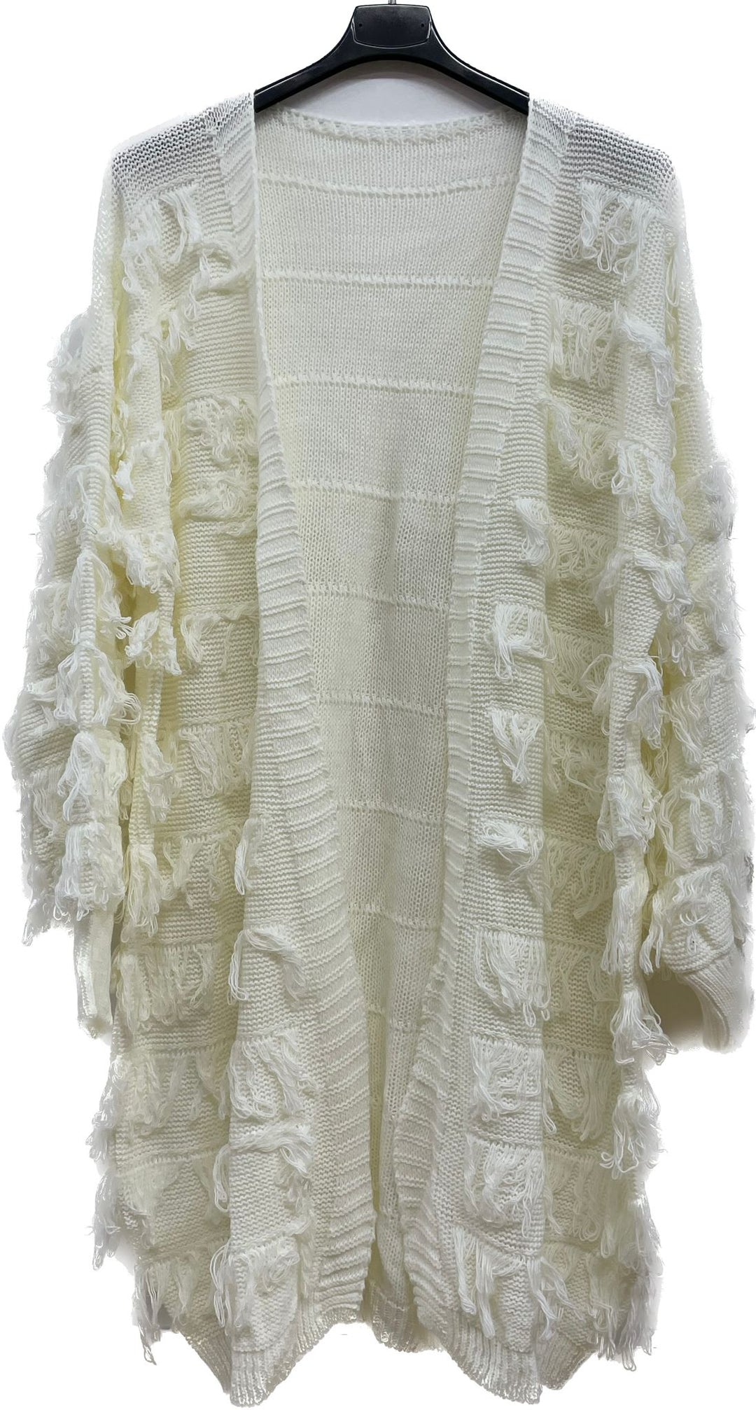 Italian Textured Open Front Knit Cardigan