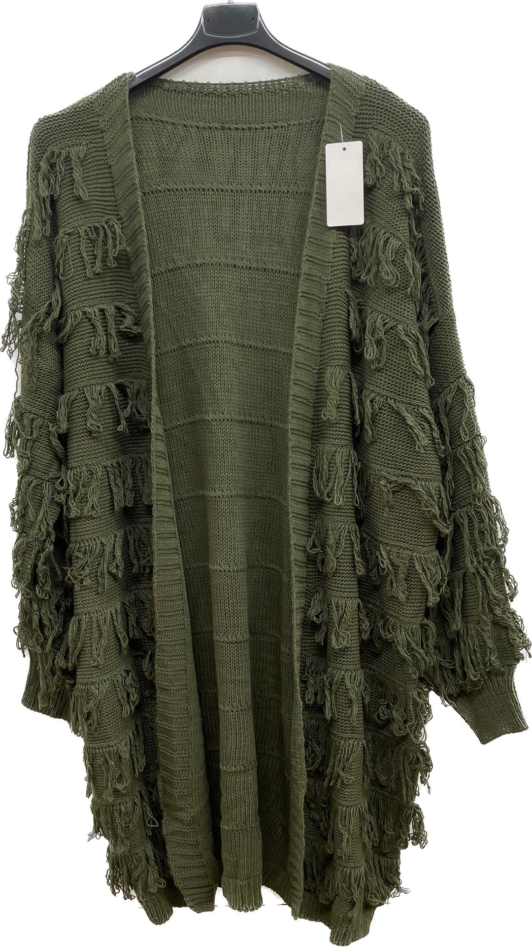 Italian Textured Open Front Knit Cardigan
