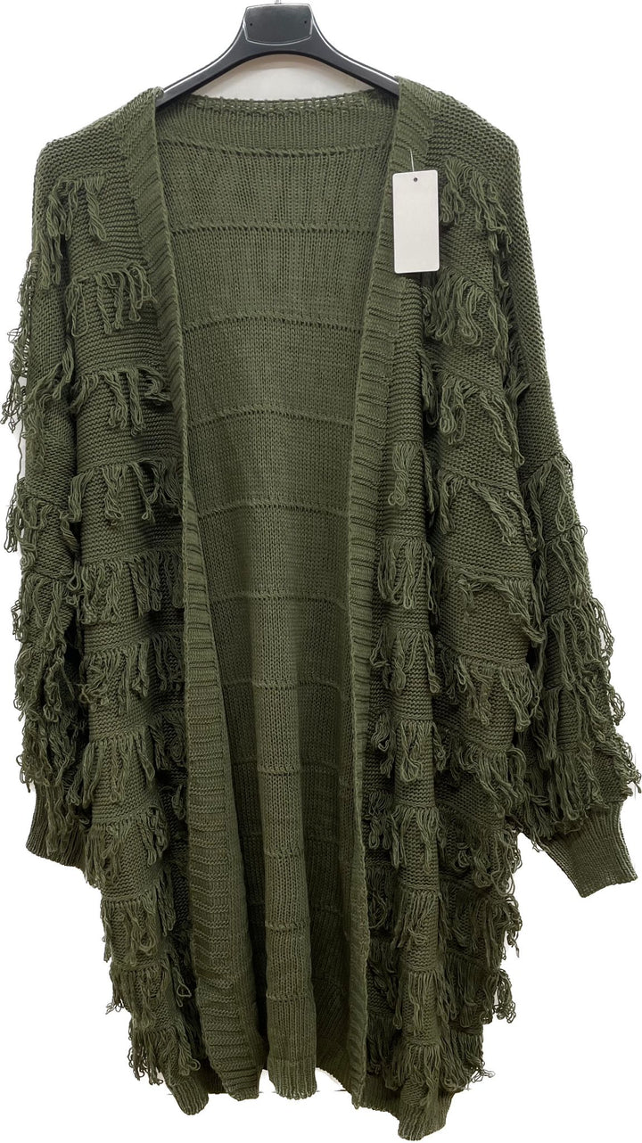 Italian Textured Open Front Knit Cardigan