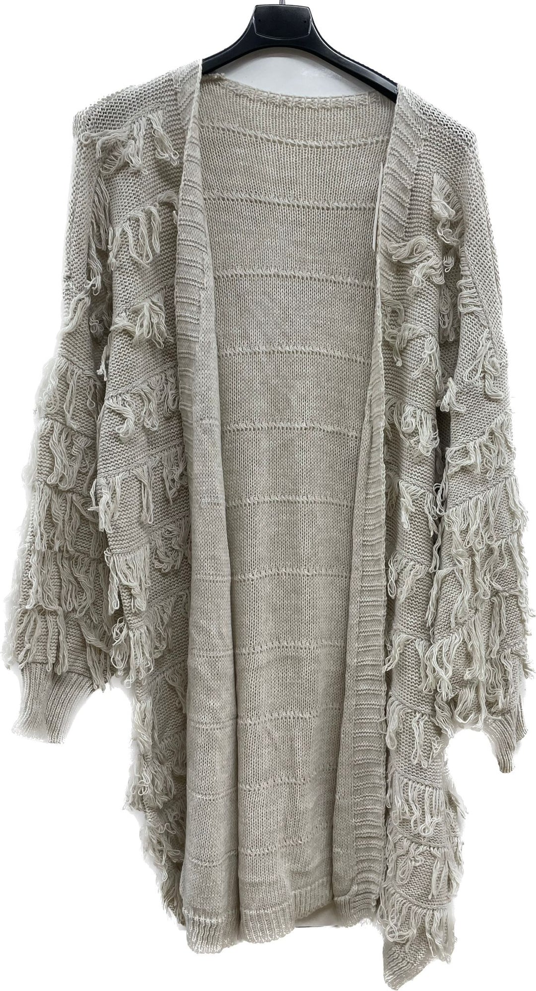 Italian Textured Open Front Knit Cardigan