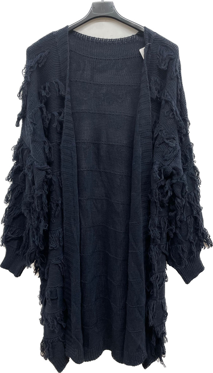 Italian Textured Open Front Knit Cardigan
