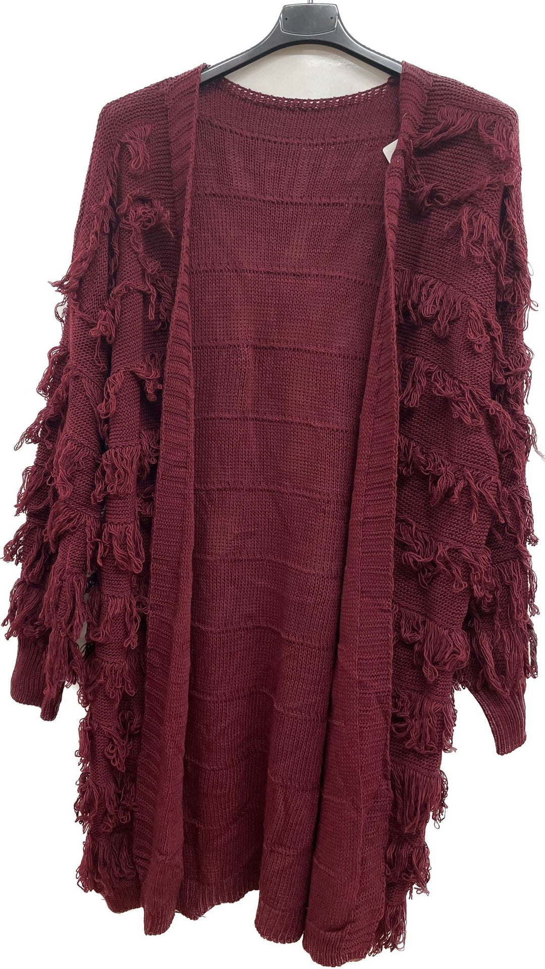 Italian Textured Open Front Knit Cardigan