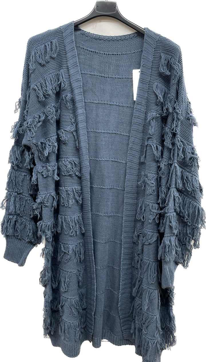 Italian Textured Open Front Knit Cardigan