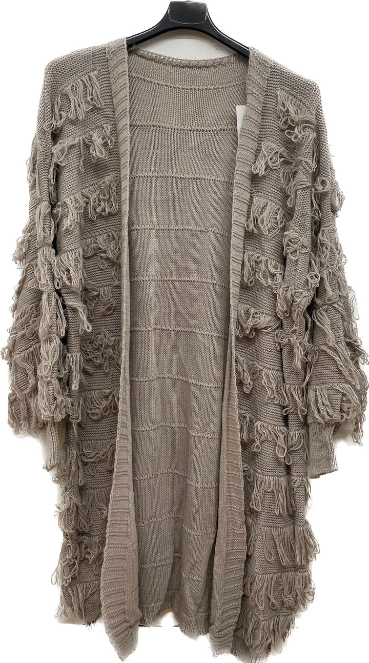 Italian Textured Open Front Knit Cardigan