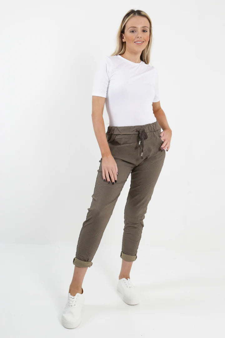 WOMENS PLAIN MAGIC PANTS ITALIAN MULTI COLOURS