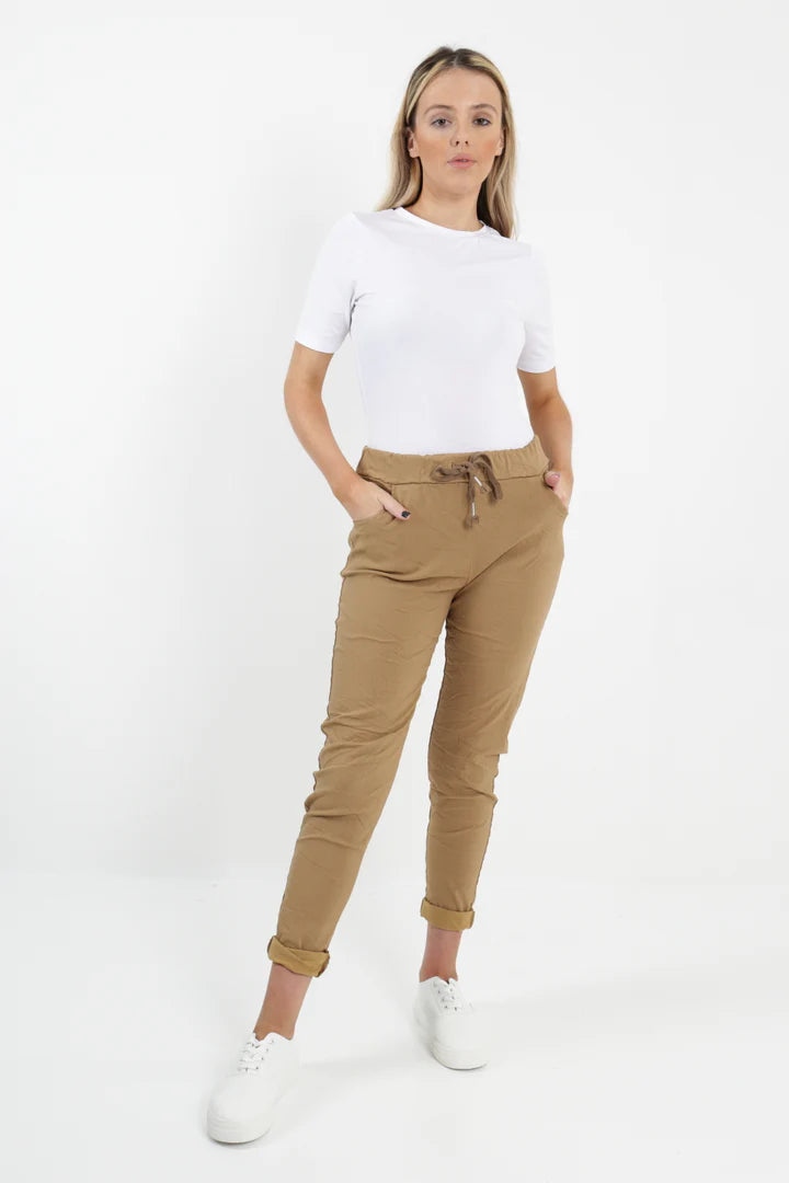 WOMENS PLAIN MAGIC PANTS ITALIAN MULTI COLOURS