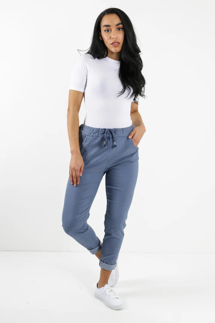 WOMENS PLAIN MAGIC PANTS ITALIAN MULTI COLOURS