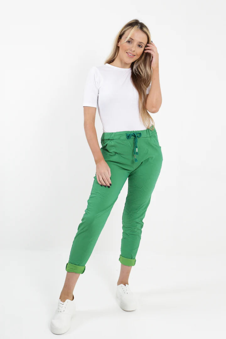 WOMENS PLAIN MAGIC PANTS ITALIAN MULTI COLOURS