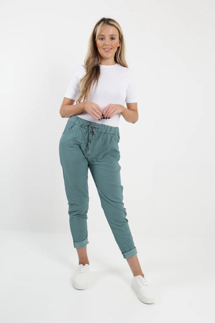 WOMENS PLAIN MAGIC PANTS ITALIAN MULTI COLOURS
