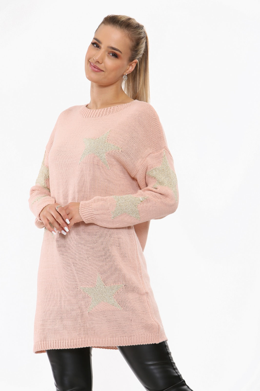STAR PRINT CREW NECK KNITTED WINTER JUMPER