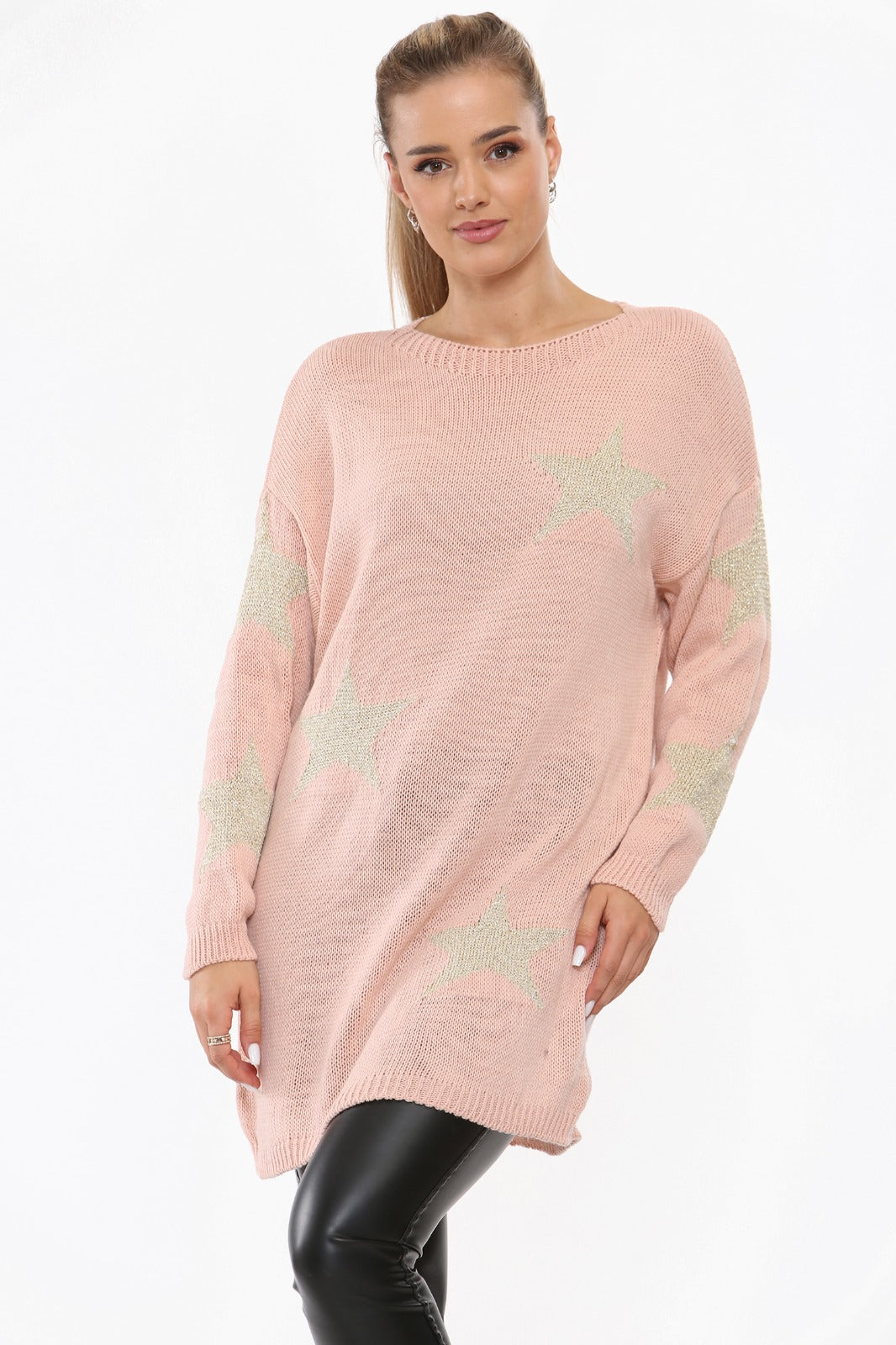 STAR PRINT CREW NECK KNITTED WINTER JUMPER