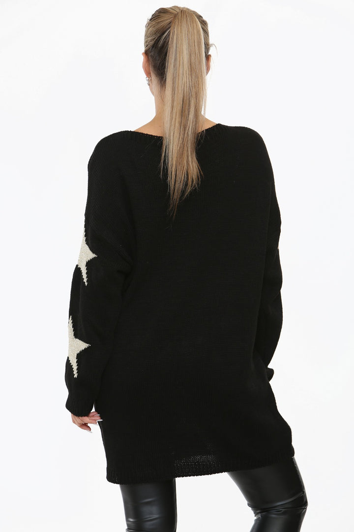 STAR PRINT CREW NECK KNITTED WINTER JUMPER