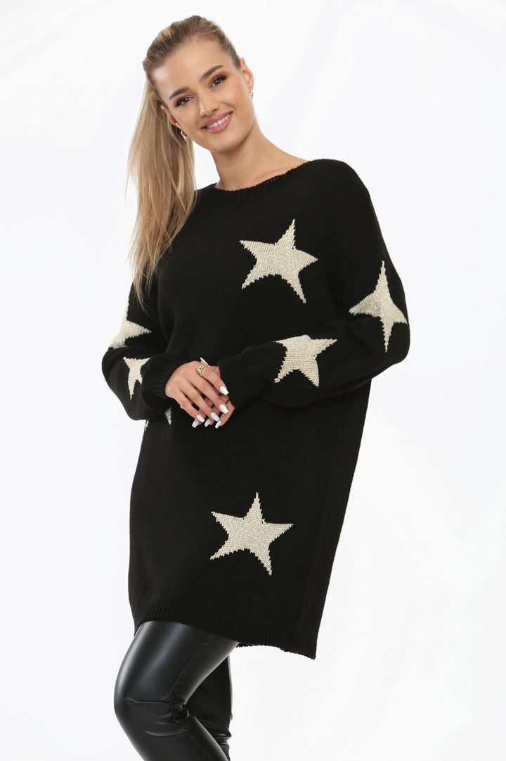 STAR PRINT CREW NECK KNITTED WINTER JUMPER