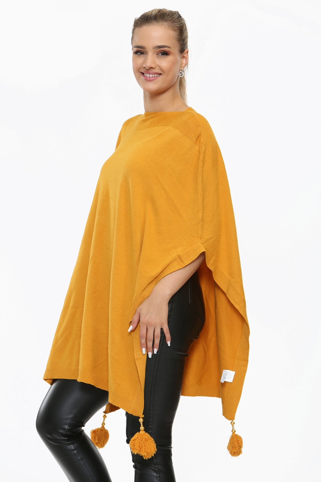 Italian Batwing Tassels Knitted Lagenlook Poncho Shawl