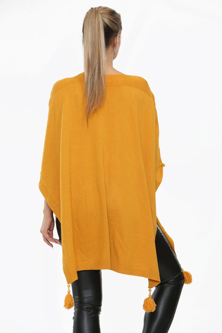 Italian Batwing Tassels Knitted Lagenlook Poncho Shawl