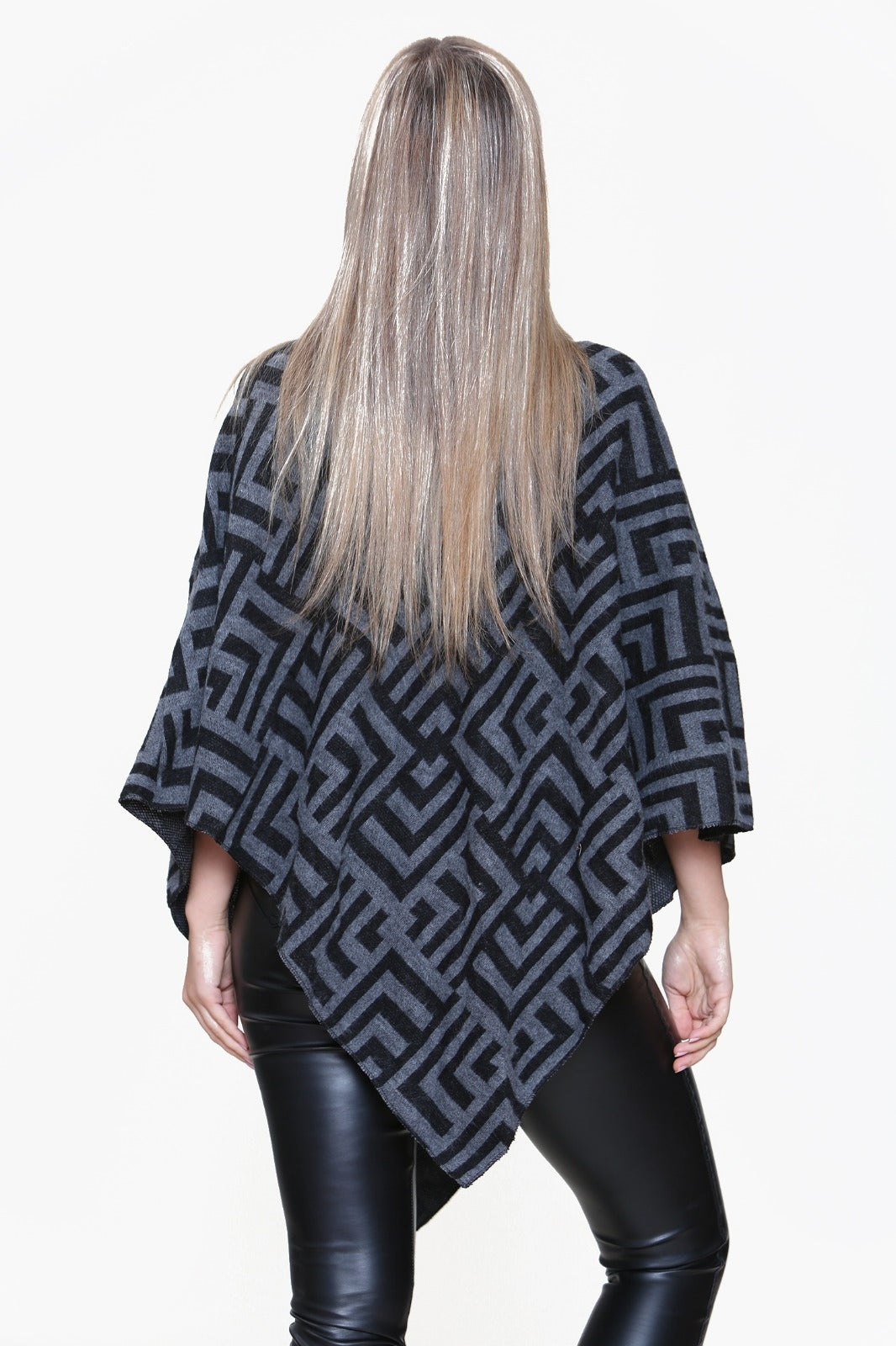 AZTEC PRINT HIGH NECK PONCHO
