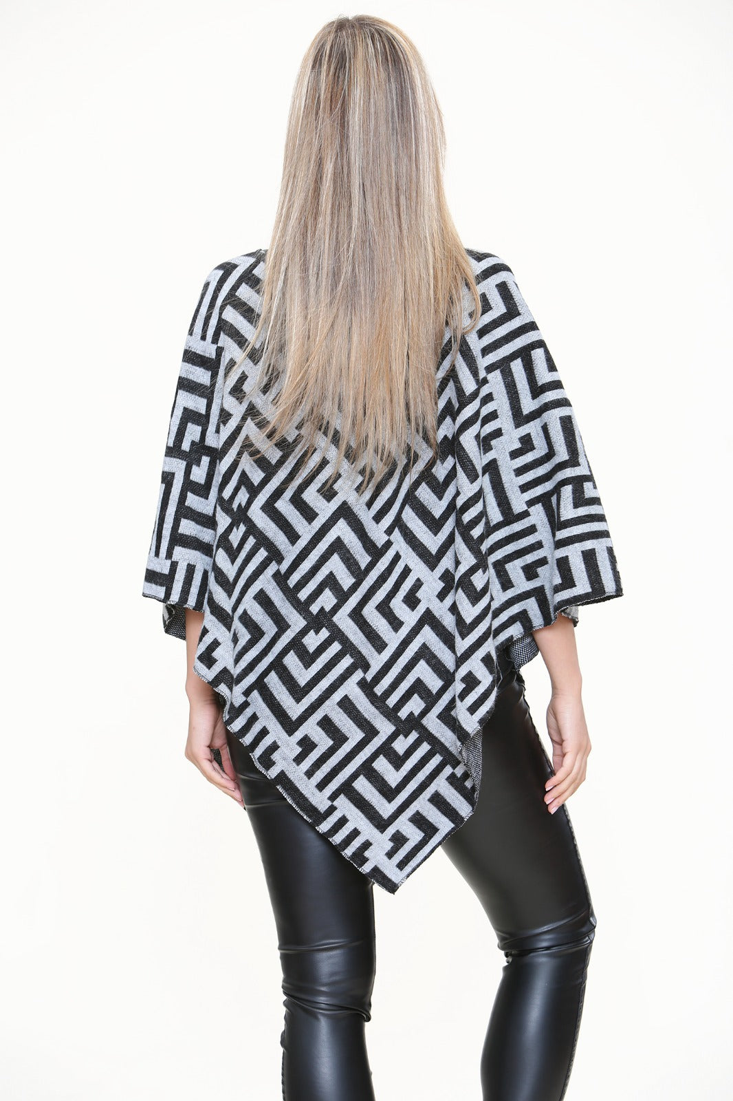 AZTEC PRINT HIGH NECK PONCHO
