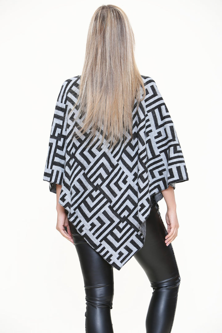 AZTEC PRINT HIGH NECK PONCHO
