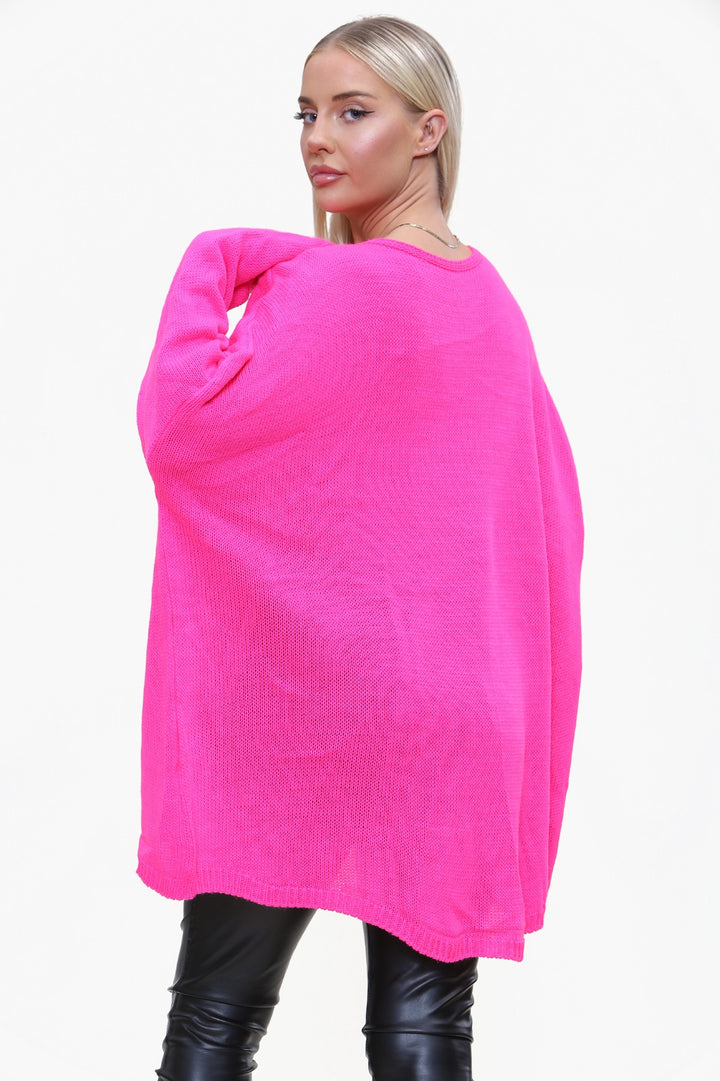 Womens High Low Knitted Heart Print Jumper/Dress